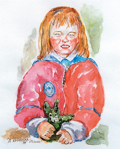 Mädchen mit stoffhase - mädchen,