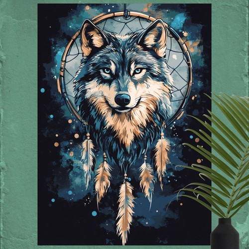 Traumfänger mit wolf poster - wolf,