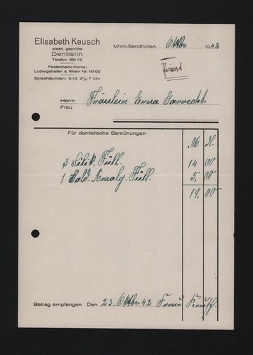 Mannheim rechnung 1942 - mannheim,,