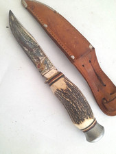 Jagdmesser Horngriff LINDER & Co Solingen mit Westernmotiv auf Klinge Solingen