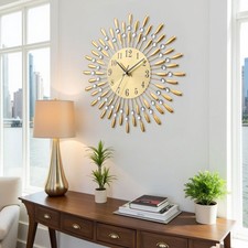 3D Strass Wanduhr 37.5cm Gold