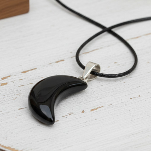 Obsidian mond amulett - obsidian,