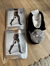 Paket / Damen Hausschuhe + 2 Paar Nylonstrümpfe / Gr. 39-42