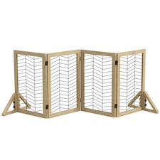 Hunde Absperrgitter aus Holz, Türschutzgitter, Klappbares Hundegitter, Natur