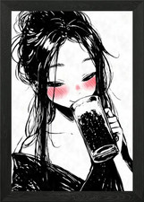 Anime Mädchen trinkt Bier
