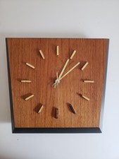 Uhr Küchenuhr 60er Jahre Mid Century Messing Teakholz Diehl Electro Wanduhr, def