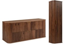Badmöbel SET Waschtischunterschrank Unterschrank 120cm + Hochschrank Dunkelbraun