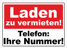 wetterfestes Schild: "Laden zu vermieten"  Größe A1 PERSONALIFIZIERT