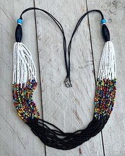 Halskette Modekette Collier Boho Perlenkette Lagenlook Hippie Ibiza mehrfarbig 