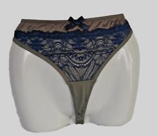 "Hunkemöller"String Slip Panty Dessous schw /olive Spitze  Gr.L Neu