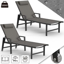 2x Sonnenliege Aluminium Gartenliege 200KG & Rollen wetterfest Relaxliege
