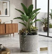 Pflanzkübel grau Linienmuster