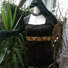 Samt Pulli Ibiza Edel Tunika Brokat Party Mittelalter  Festival dark grün Winter