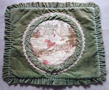 Edle Kissenhülle Brokatkissen Samt grün 70er Vintage 54x46 cm