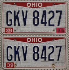 Ohio Nummernschilder Paar USA Kennzeichen Schilder License Plates Pair GKV 8427