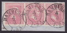  AD Preußen Mi.-Nr. 10 waagerecher 3er Streifen K2 HAMBURG