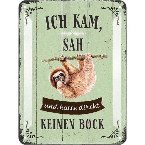 Retro blechschild faultier - retro,