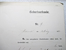 Nachlaß  ! Geburtsurkunde  Original aus 1882  Standesamt KRONPRINZENKOOG