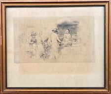 Radierung Figurengruppe U. Arndt 20. Jahrhundert 16,6 x 19,5 cm mit Bilderrahmen