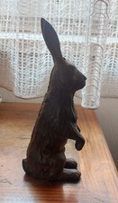 Dekofigur Hase  Gusseisen antikbraun Gartenfigur Kaninchen Tierfigur Ostern