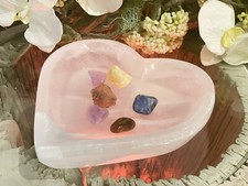 Selenit Ladeschale HerzformXXL Ø 19 cm Schmuckschale Naturstein Geschenk