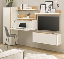 Wohnwand mit Sekretär weiß