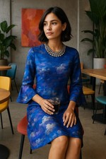 Anja Gockel London Art Couture Etui Bleistift Midi Seide Kleid