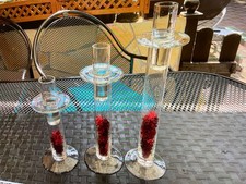 Kerzenständer Glas 3er Set, Kerzenhalter, Stabkerzen 