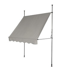 B-Ware SVITA Klemmmarkise Balkonmarkise Handkurbel 120x300 cm (BxT) Hellgrau