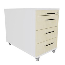 Rollcontainer 80 cm tief EIGENTLICH 3 Schubladen und Materialauszug Büroschrank