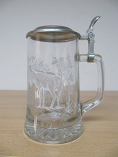 Bierkrug glas mit - bierkrug, zinndeckel