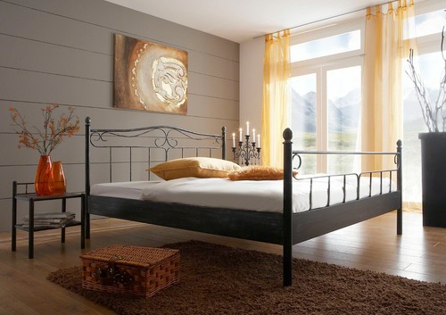 Metallbett schwarz silber - metallbett, schwarz/silber