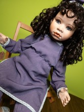 Künstlerpuppe Doll Kira 60 cm Angela McNeely Porzellan Sitzpuppe Zertifikat Cert