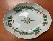 Meissen Porzellan Schale, grüner reicher Hofdrache, vierpassig, 1.Wahl