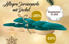 TUPPERWARE C154 Allegra Perle Raupe Servierschale + Deckel grün gold