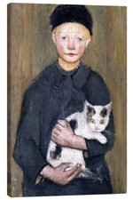 Leinwandbild Knabe mit Katze -