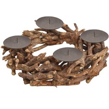 Rustikaler Adventskranz Wurzelholz Treibholz Holz Altholz & 4 Kerzenhalter 30 cm