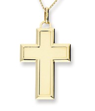 Echt 585 Gold ANHÄNGER, KREUZ 3,5cm, Gelbgold 14 Karat, Kinder Taufe, Kommunion