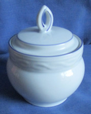 Seltmann Weiden Zuckerdose Ascona blauer Rand Porzellan Dose