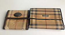 2 Vintage Burberry Portemonnaie Geldbörse Leder Canvas