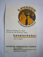 Werbe-Blatt " Levatorheber " Levator Hebezeug-Fabrik Goldstein Berlin, ca. 1925