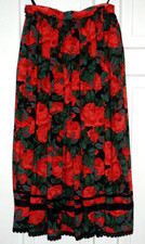 Lechtaler Dirndl &Tracht - Trachtenrock rote Rosen grün schwarz - Taille 70 cm