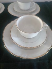 Porzellan Set 6 Kuchenteller 6 Unterteller 6 Tassen Erbendorf Bavaria Goldrand