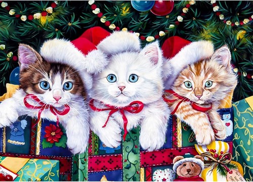 Weihnachten katzen diamant - weihnachten,