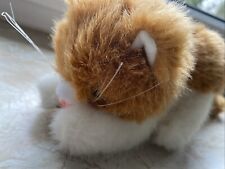 K&S Katze Stofftier Plüschtier Rot Weiß blaue Augen Vintage