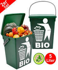 2er Set Bio Mülleimer 5L klein mit Deckel für Küche Abfalleimer Behälter Kompost
