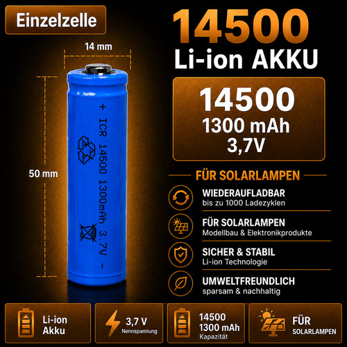 Icr 14500 1300 mah - 14500,