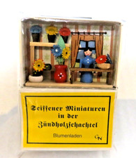 Seiffener Miniaturen in Zündholzschachtel "Blumenladen"  aus Weihnachtshaus OVP