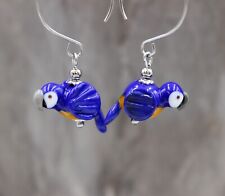 Papagei Ohrringe Ohrhänger Gelbbrustara Edelstahl Glasperlen Lampwork #C003