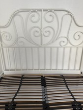 IKEA Leirvik Bett 140x200 cm – Weiß, Metall, mit Lattenrost (ohne Matratze)